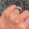 Paved White Black Sapphire Bold Knot Unisex Ring
