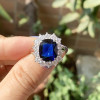 6.5ct Cushion Cut Royal Blue Sapphire Engagement Ring