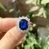 6.5ct Cushion Cut Royal Blue Sapphire Engagement Ring