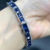 22.5ctw Princess Cut Blue Sapphire Tennis Bracelet