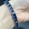 22.5ctw Princess Cut Blue Sapphire Tennis Bracelet