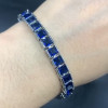 22.5ctw Princess Cut Blue Sapphire Tennis Bracelet