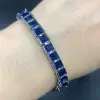 22.5ctw Princess Cut Blue Sapphire Tennis Bracelet