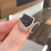 3CTW Round Cut Black Sapphire Wedding Band