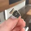 3CTW Round Cut Black Sapphire Wedding Band