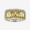 3.7ctw Asscher Cut Yellow Sapphire Three-stone Engagement Ring
