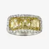 3.7ctw Asscher Cut Yellow Sapphire Three-stone Engagement Ring