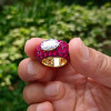 5.5ct Oval Cut White Sapphire With Ruby Cocktail Ring