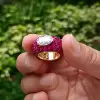 5.5ct Oval Cut White Sapphire With Ruby Cocktail Ring