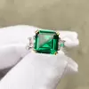 5ct Asscher Cut Emerald Three-stone Engagement Ring
