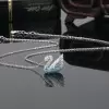 Handmade Gradient Sky Blue Swan Pendant Necklace