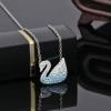 Handmade Gradient Sky Blue Swan Pendant Necklace