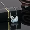 Handmade Gradient Sky Blue Swan Pendant Necklace