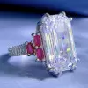 15ct Emerald Cut White Sapphire Engagement Ring