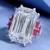 15ct Emerald Cut White Sapphire Engagement Ring