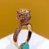 2ct Rose Gold Round Cut White Sapphire Engagement Ring