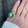 Unique Marquise&Round Cut Emerald Cocktail Ring