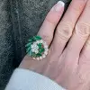 Unique Marquise&Round Cut Emerald Cocktail Ring