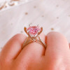 3.5 CT Round Cut Fancy Pink Stone Sterling Silver Ring