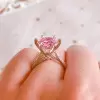 3.5 CT Round Cut Fancy Pink Stone Sterling Silver Ring