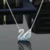 Handmade Gradient Sky Blue Swan Pendant Necklace