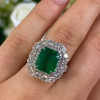 6ct Emerald Double Halo Engagement Ring
