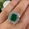 6ct Emerald Double Halo Engagement Ring