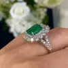 6ct Emerald Double Halo Engagement Ring