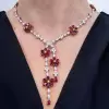 42ctw White Sapphire and Ruby Flower Statement Necklace