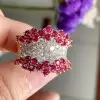 3ctw Ruby and White Sapphire Cluster Cocktail Ring