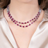 52ctw Oval Cut Ruby Art-deco Two Row Statement Necklace