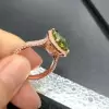 6.5ct Cushion Cut Unique Green Engagement Ring in Rose Gold