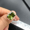 6.5ct Cushion Cut Unique Green Engagement Ring in Rose Gold