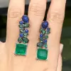 11.2ctw Asscher Cut Emerald Statement Earrings