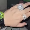Micro-pave Setting Asscher Cut Engagement Ring