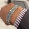 39ctw Baguette Cut White Sapphire Unisex Statement Bracelet