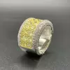 Two Tone Round Cut Yellow & White Sapphire Cigar Band