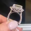 5.6ct Princess Cut Three Stone European Shank Engagement Ring
