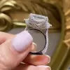 5.6ct Princess Cut Three Stone European Shank Engagement Ring