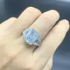 8.4ct Radiant Cut White Sapphire Three Stone Engagement Ring