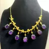 Oval Cut Amethyst Sapphire Necklace in Gold