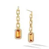 4.25ct Emerald Cut Champagne Sapphire Drop Earrings