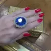 9.3ct Oval Cut Blue Sapphire Engagement Ring
