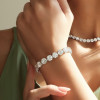 55ctw 9MM Round Cut White Sapphire Statement Bracelet