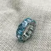 14ctw Emerald Cut Aquamarine Eternity Ring