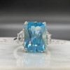 8.4ct Radiant Cut Aquamarine Three-stone Engagement Ring