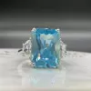 8.4ct Radiant Cut Aquamarine Three-stone Engagement Ring