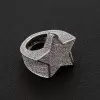 Men's Micro-pave Setting  Round Cut White Sapphire Star Ring