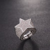 Men's Micro-pave Setting  Round Cut White Sapphire Star Ring