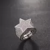 Men's Micro-pave Setting  Round Cut White Sapphire Star Ring